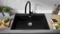 Черна Кухненска Мивка от гранит Осло 80 XXL Top 780 x 500 mm, снимка 4