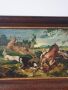 Много стара ловна картина масло върху платно, репродукция/копие на Deer Hunt (Frans Snyders) 82х50, снимка 2