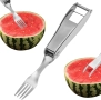 Нож и вилица за диня, 2-в-1, иноксов, ергономичен, за кухня и къмпинг, снимка 1