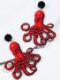 💗Уникален Екстравагантен Модел Акрилни Леки Обеци Червени Жестоки Октоподи КОД : 0370💗 👑 💋, снимка 1