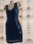 XL Черна къса  рокля с черни пайети , снимка 4
