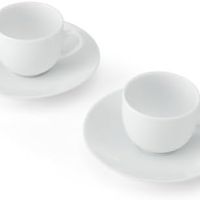Нов Стилен комплект порцеланови еспресо чаши и чинии - 2 броя, 90 мл, снимка 3 - Други - 45879003