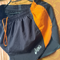 Спортни къси гащи  ASICS duo - XL ,сиви с оранжево ,с бандаж, нови, снимка 5 - Спортни дрехи, екипи - 45034961