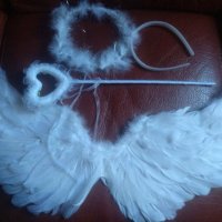 Ангелски крила,60см,с жезъл и ореол, снимка 2 - Играчки за стая - 45109203