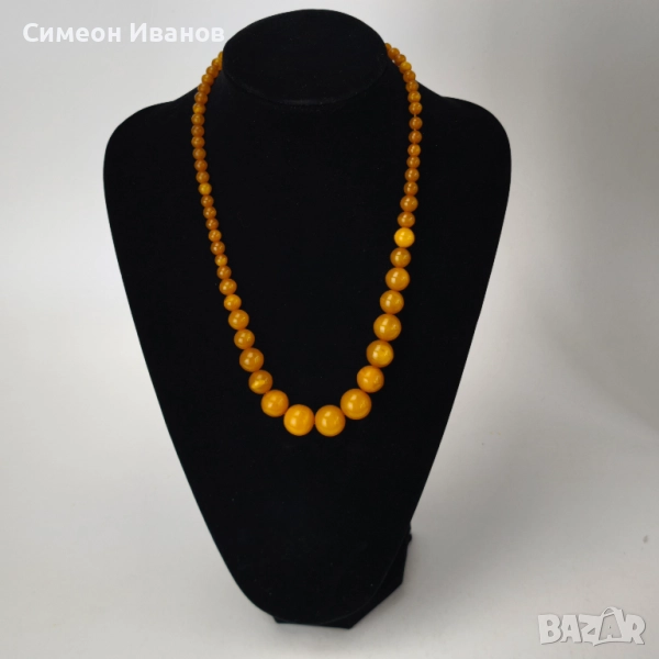Стар гердан колие бакелит фатуран кехлибарен цвят  #6178, снимка 1