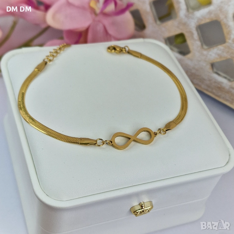 Промо! Дамска гривна- медицинска стомана с 18K позлата, снимка 1