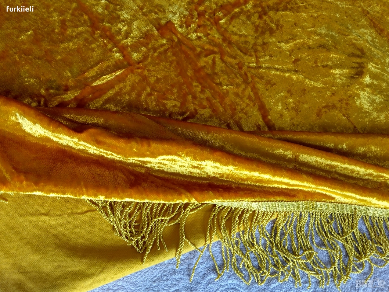 покривало от плюш за единично легло с ресни , снимка 1