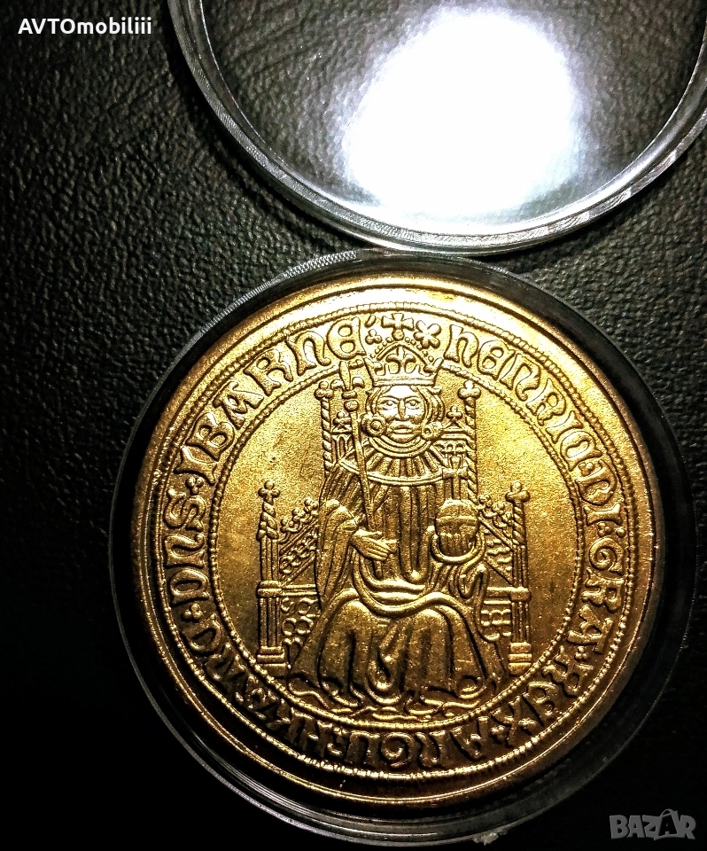 Позлатена монета на Хенри седми 1489 г, снимка 1