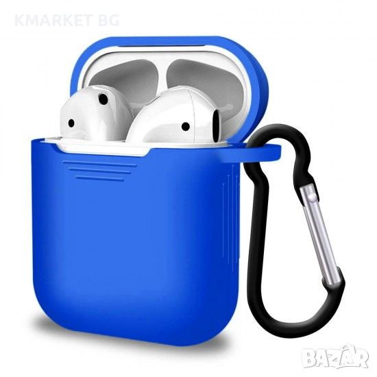 Калъф силиконов за Airpods 1/2 слушалки bSmart, Син, снимка 1