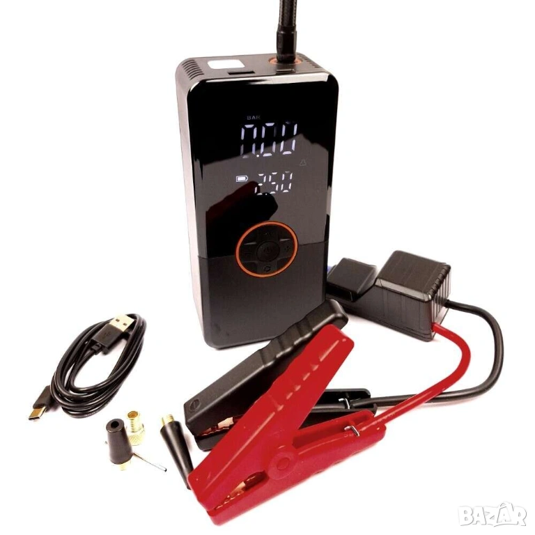 CX-718 - комбиниран уред за аварийно стартиране на ДВГ, акумулаторен компресор и Power Bank , снимка 1
