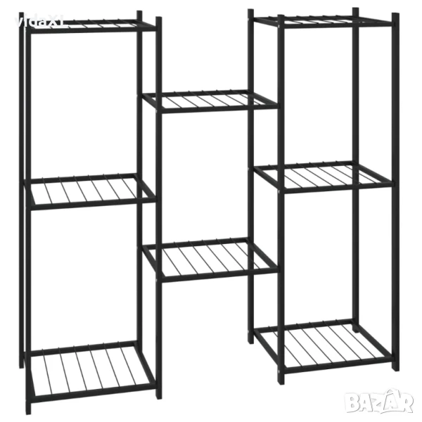 vidaXL Стойка за цветя, 83x25x80 см, черна, желязо(SKU:343127）, снимка 1