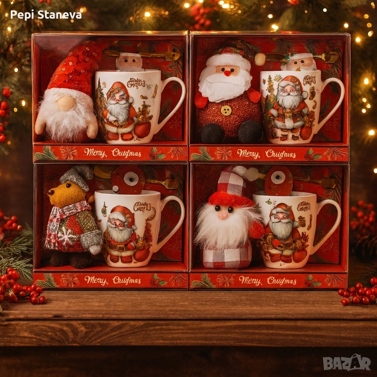 Коледен подаръчен комплект с чаша, лъжичка и мека играчка – моментална празнична атмосфера у дома, снимка 1