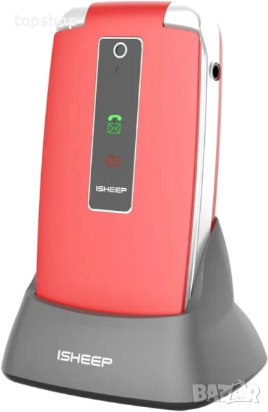 НОВ, запечатан isheep SF213 GSM разгъващ се мобилен телефон за възрастни, отключен с големи бутони.., снимка 1