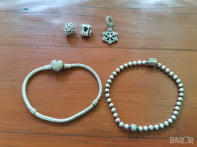 сребърна гривна Пандора PANDORA -2 БРОЯ И ВИСУЛКИ, снимка 1