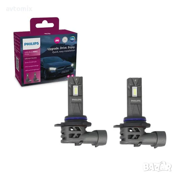 LED крушки предни фарове автомобил HIR2, Philips Ultinon Access 2500, 12V 20W, снимка 1