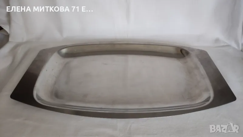 Масивно и голямо швейцарско плато за сервиране на храна/неръждаема стомана с маркировка, снимка 1