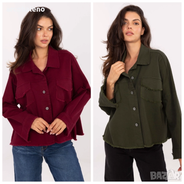 Дамско дънково яке с джобове, 2цвята , снимка 1