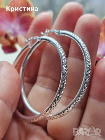 Нови сребърни обеци халки