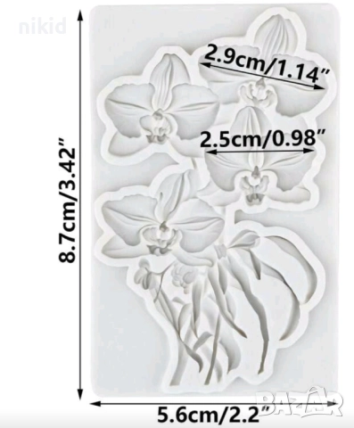 Орхидеи орхидея цветя на клони силиконов молд форма фондан шоколад декор украса, снимка 3 - Форми - 52550684
