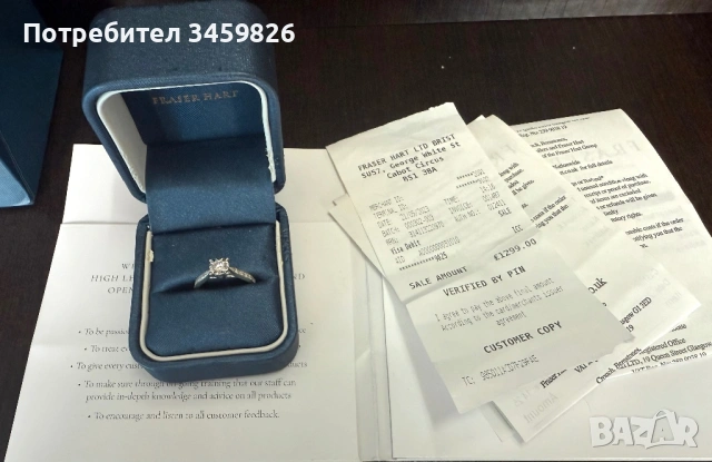 Златен пръстен с диаманти, снимка 9 - Пръстени - 54196468