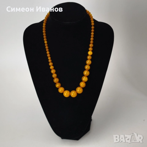 Стар гердан колие бакелит фатуран кехлибарен цвят  #6178