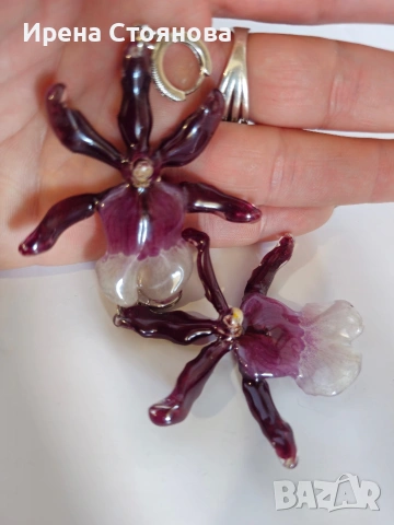 Обеци „Кралска орхидея“ 🌺 Тези обеци са създадени от истински цвят на орхидея Камбрия , снимка 7 - Обеци - 53769766