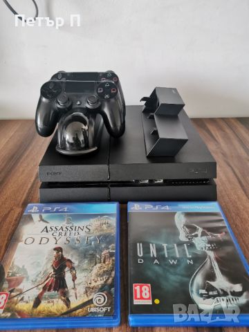 Playstation 4 500 GB с два джойстика, охладителна система и две игри, снимка 1 - PlayStation конзоли - 46309554