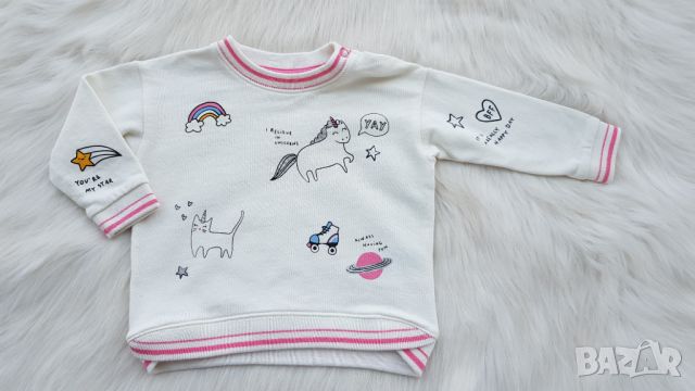 Дънков клин и блуза H&M за бебе 6-9 месеца, снимка 2 - Комплекти за бебе - 45442471