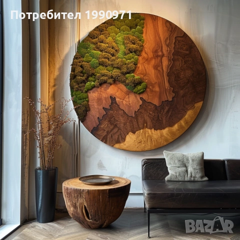 Стенен декор - пано. Ествествена дървесина с исландски мъх. Изработка по поръчка., снимка 5 - Декорация за дома - 53726848