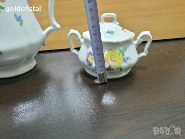Стар порцелан Чехословакия чайник захарница , снимка 3 - Антикварни и старинни предмети - 49882964