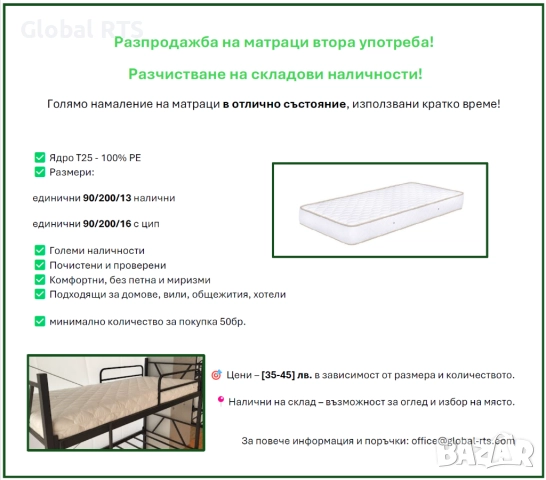 Разпродажба на матраци втора употреба!