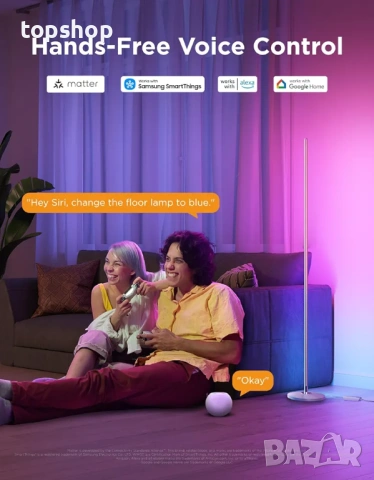 Чисто нова, запечатана Смарт LED лампа Govee Floor Lamp Lite – RGBIC, Alexa & Google, 142см , снимка 2 - Лед осветление - 53224176