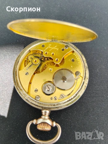 Джобен СРЕБЪРЕН часовник - JUNGHANS - ГЕРМАНИЯ - 15 РУБИНА, снимка 9 - Джобни - 50994374
