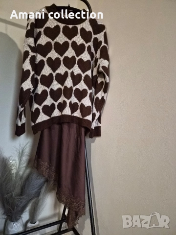 Сет сатенена рокля с жилетка или пуловер, снимка 4 - Рокли - 52716721