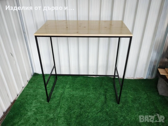 Широка маса за хранене от метал и дърво масив , снимка 3 - Маси - 54013296