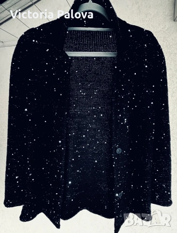 Модна къща MaxMara Weekend черна жилетка с пайети, снимка 4 - Жилетки - 53375837