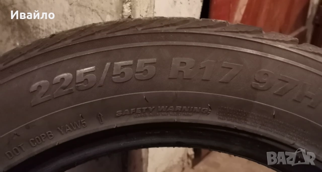 Продавам 4 броя Зимни гуми 225.55.17 на 1 сезон дот 2021 KUMHO , снимка 3 - Гуми и джанти - 53021972