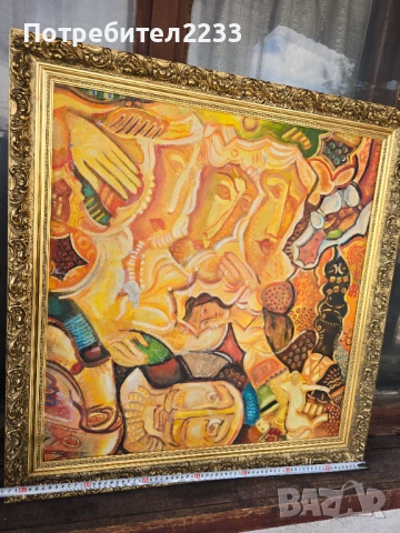 Продавам картина на Димитър Казаков - НЕРОН !!! РАЗМЕР - 60 см  на 80см ! Масло на фазер  - шперплат, снимка 9 - Картини - 53875196