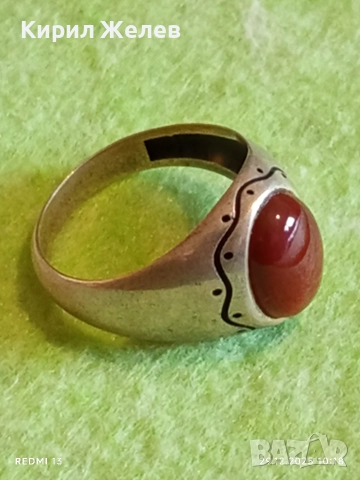 Винтидж сребърен пръстен с Червен Кехлибар ювелирна изработка 51791, снимка 8 - Пръстени - 52925527