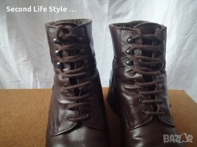 Robin Rose №39 италиански дамски боти естествена кожа в кафяв цвят - със среден ток и квадратен връх, снимка 6 - Дамски боти - 54096858