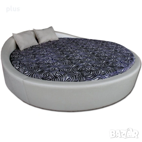 Луксозна кръгла спалня "Венеция" мебели Камбо – Бяла еко кожа + матрак (със забележки)