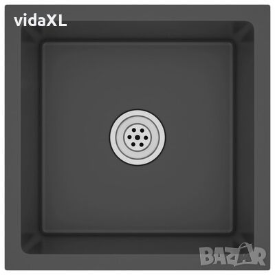 vidaXL Ръчно изработена кухненска мивка, черна, неръждаема стомана(SKU:145084, снимка 1 - Мивки - 46184028
