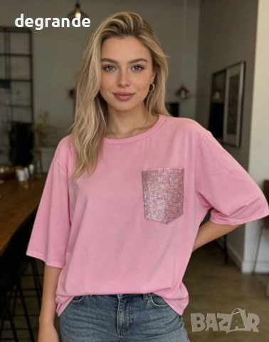  🎀Дамска Тениска с Ефектен Джоб