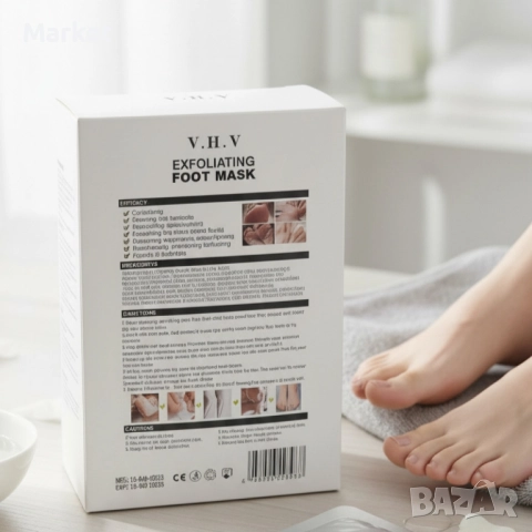 Ексфолираща маска за крака V.H.V – премахва грубата кожа и мазолите само за 1 процедура, снимка 3 - Други - 51851305