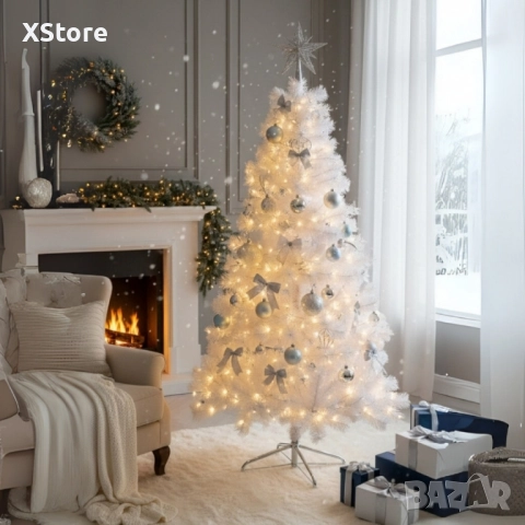 Изкуствена коледна елха в бяло. 210 и 240 см.