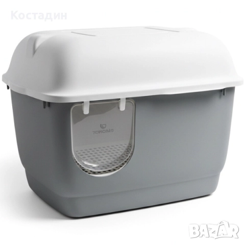 Котешка Тоалетна с Коридор - 57.5см/44см/44см - Сива разцветка - Pet-Interest