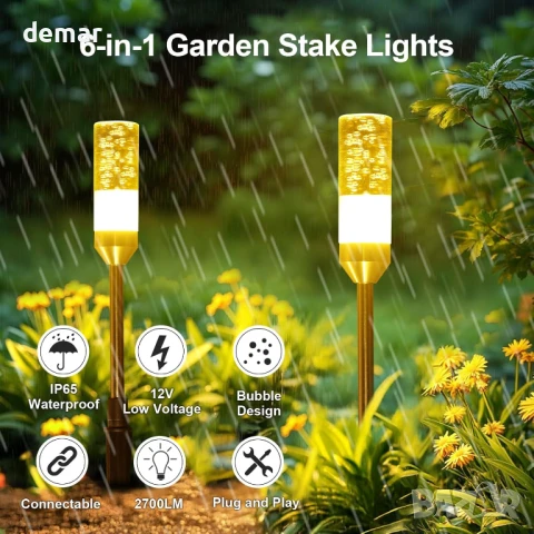 Градински лампи IRISECO с колчета, 6 броя 12V нисковолтови LED, IP65, снимка 3 - Лед осветление - 51180611