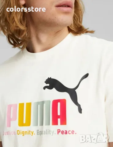 PUMA Essentials+ Tee White/Multicolor, снимка 2 - Тениски - 46955205