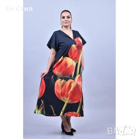 💕Лятна рокля с щампа цветя размер 3XL, снимка 2 - Рокли - 53943657