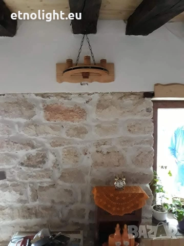 Ръчно изработени стенни лампи с колело и дървени чашки!, снимка 4 - Лампи за стена - 53867946